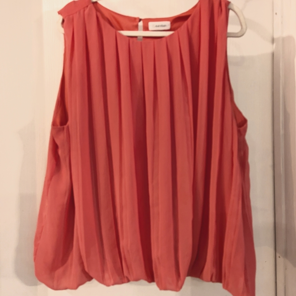 Calvin Klein Pink Pleat Blouse 2x